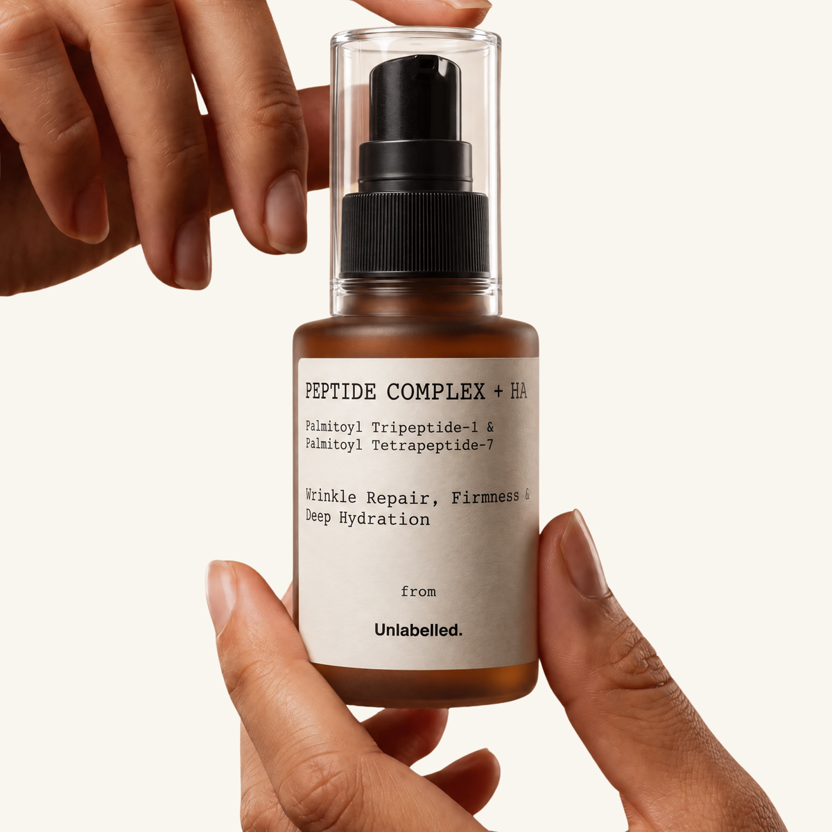 PEPTIDE complex + HA serum on off-white background