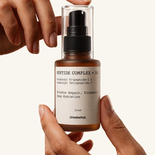 PEPTIDE complex + HA serum on off-white background