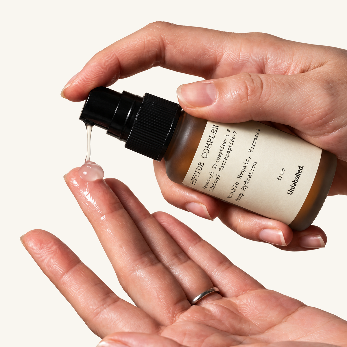 PEPTIDE complex + HA serum on off-white background